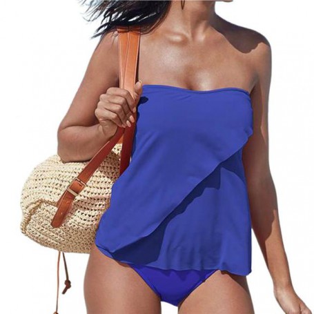 Women Swimsuit Vintage Sexy Backless Tankini Set Female Summer Beach Two Pieces Swimwear Bathing Suit Beach Bathers Biquini