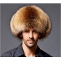 Hot Functional Leather Russian Ushanka Men's Winter Warm Real Raccoon Fur&Lamb Bomber Hats Cossack Trapper Hats Fashion