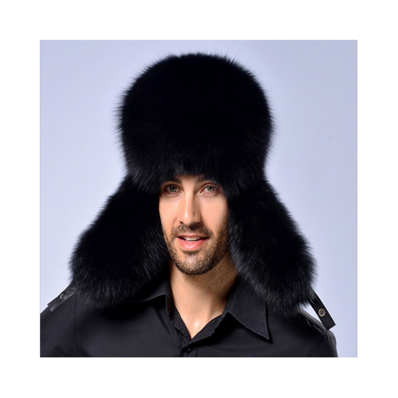 Hot Functional Leather Russian Ushanka Men's Winter Warm Real Raccoon