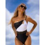 One Shoulder Sexy Women's Swimsuit one piece Thong bathing suits Patchwork