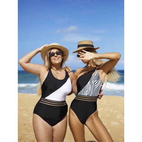 One Shoulder Sexy Women's Swimsuit one piece Thong bathing suits Patchwork