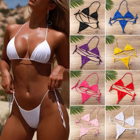 Solid Color Backless Sexy Tie Bralette Underwear Bra Set Panties