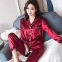 Women's Pajamas Set  Casual Long Sleeve Tops+Pants 2 Pieces Suit Nightwear Silk Satin Pyjamas Sets For Woman Plus Size 5XL