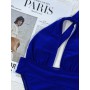 New Blue Swimsuit One Piece Swimwear Women One Shoulder Bodysuit Solid Beachwear Backless Bathing Suit
