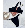 New Sexy One Shoulder Two-pieces Bikini Set Swimwear Female Black Chain Swimsuit Bathing Suit Swim