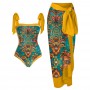 Tankini Women Swimming Suit Women's Fitness Yellow With Skirt Tight Bandage Summer Beach 2022 Luxury Elegant Vintage Print