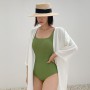 Korean Style One Piece Swimwear Women Square Collar Half Sleeve Padded Swimsuit Bathing Beach Wear Monokini Ladies