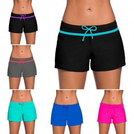 S-XL Women Sports Swimming Trunks Ladies Bikini Bottom Boy Shorts Slim Patchwork Skinny Swim Shorts Swimwear Briefs