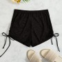 Women Drawstring Black Mesh Cover Up Shorts Beach Cover Up Beach Wrap Bikini Wraps Cover Ups For Swimwear Pants