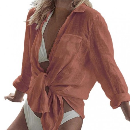 Bikini Cover ups Long sleeves Shirts Style Beach Wear Cover Women
