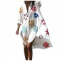 Beach Dress Bikini Cover-Up Bohemian Printed Beachwear Robe V-Neck Long Sleeve Swim Wear Cover Ups Women