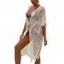 Beachwear Floral V-Neck Half Sleeve Hollow Out Coat Bikini Cover Ups for Summer Women