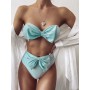 Silk Bikini Cute Bow Beach Wear New Push Up High Waist Bathing Suit 2 Piece Sets Sexy Strapless Swimming Suit for Women
