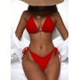 Bikini Sets Triangle Swimming Suit for Women 2 Piece Sets Sexy Solid Color Beach Wear Lace Up Bathing Suit Push Up Bikinis