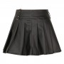 PU Leather Pleated Mini Skirt Women