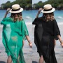 Womens Kimono Cardigan Beachwear Bikini Cover-Ups Wrap Beachwear Holiday Ladies Long Sleeve Dress Green White Black