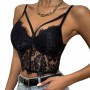 Women's Tube Top Camisole Adult Solid Color Lace Hollow-Out Sleeveless Backless Spaghetti Strap Crop Tops Summer Camis