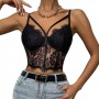 Women's Tube Top Camisole Adult Solid Color Lace Hollow-Out Sleeveless Backless Spaghetti Strap Crop Tops Summer Camis