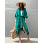 Beach Cover Up Kimono Women New Pareo Swimsuit Cape Solid Bohemian Tunic Dresses Bathing Suits Dropshipping