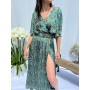 Fashion V-Neck Printed Short Sleeve Long Maxi Summer Casual Dress