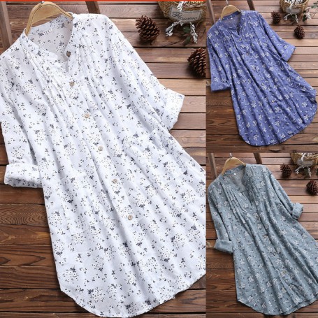 Women Loose Long Tunic Tops Casual Blouses M-3XL Shirt Summer Elegant Blouse Streetwear Fashion New
