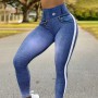 Faux Denim Printed High Waist Leggings Sports Fitness Leggings Tights Running Workout Pants Push Up Fitness Leggings S-2XL Drop