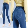 Korean Fashion Retro Butterfly Print Elastic Pant Jeans Women Tight Summer Thin Leggings Female Clothing Casual Trousers