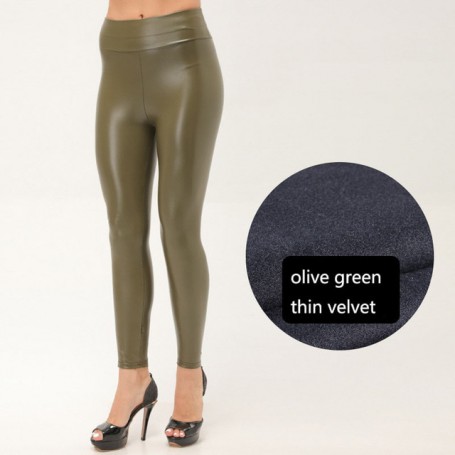 S-5XL Plus Size Black Leather Bodysuit Women Thickened Warm Legging High Waist Leggings Black Leather Pants Women