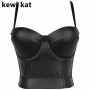 Sexy Leather Corset Bustier Top Women Sling With Chest Pad Crop Tops Adjustable Bra Female Corset Party Costumes Casual Clothes