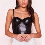 Sexy Leather Corset Bustier Top Women Sling With Chest Pad Crop Tops Adjustable Bra Female Corset Party Costumes Casual Clothes