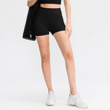 Women's Tight Yoga Shorts High Waist Hip Raise with Pockets for Running Fitness Yu12427