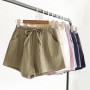 New Cotton Linen Shorts Women's Sport Shorts Summer Solid High Waist Oversize Shorts