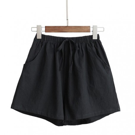 New Cotton Linen Shorts Women's Sport Shorts Summer Solid High Waist Oversize Shorts