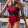 Women Swimsuits Sexy One Piece Swimwear For Women Beach High Neck Bandage Cross Back Female Brazilian Swimming Suit