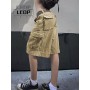Casual Pocket Retro Cargo Pants  Shorts Harajuku Punk Retro Girls Khaki Knee Comfort Shorts Women