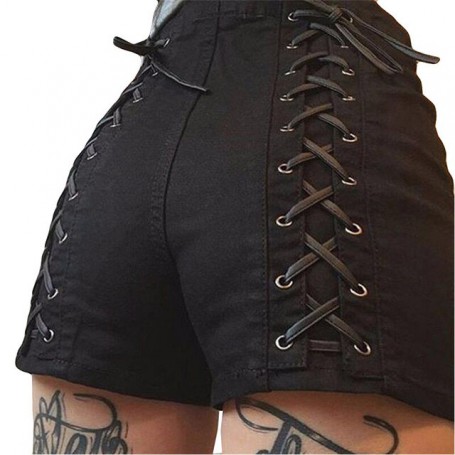 Denim Shorts Bandage Black Hole Sexy Hot Fashion Summer Slim Ripped Jeans Short Pants Lacing Casual Shorts