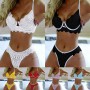 Push Up G-String Bra Set Underwear for Women Nightwear Lingerie Knickers Thong Gathered Lace-up Patchwork Female Thong Set