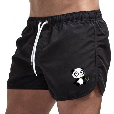 Men's Board Shorts Panda Printing Beach Style Casual Fitness Breathable Training Drawstring Loose Male Sport Pants