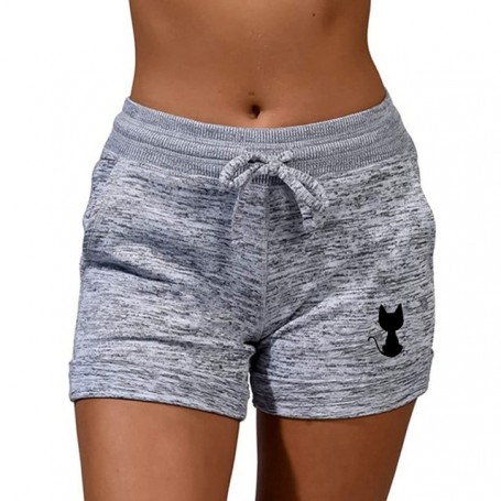 Women's Shorts Back View Cat Printed Elastic Casual Sports Quick Drying Fitness Breathable Female Sweatpants Plus Size