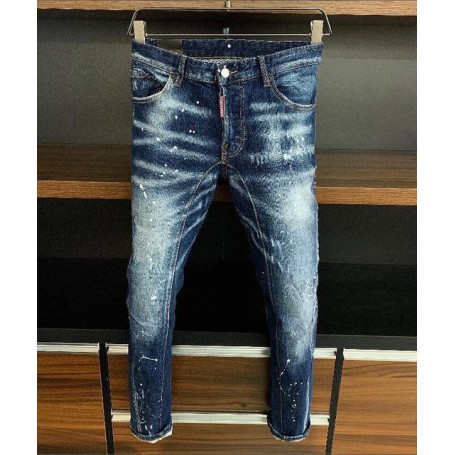 Dsquared2 Women/Men Spray Paint Hole Jeans Pencil Pants Motorcycle Party Casual Trousers Street Clothing Denim A378