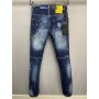 Women's/Men's Skinny Jeans With Ripped Holes elastic Paint Spray Stitching Beggar Pants Clothing