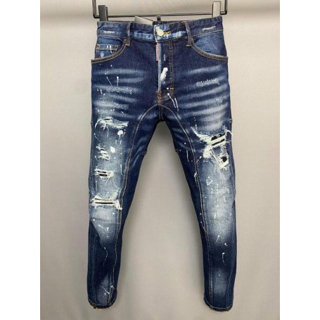 Women's/Men's Skinny Jeans With Ripped Holes elastic Paint Spray Stitching Beggar Pants Clothing