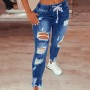 Women's Fashion Jeans Ripped Skinny  New Sexy Hip Slim Jean Mom Spandex Denim Clothing  Jeans Female Overalls Elastic Band Pants