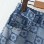Checkerboard Straight Jeans Vintage High Wasit Pockets Demin Pants New Casuak Elastic Soft Streetwear Autumn
