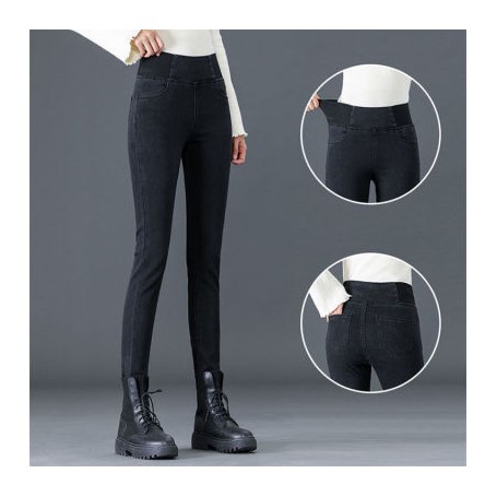 slim high waist pencil jeans fashion new elastic skinny casual trousers black plus size 26-38 mom denim basic pants
