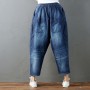 Wide Leg Ripped Jeans  Pants Worn Radish Pants For Women Blue Color Hole Loose Trousers Female