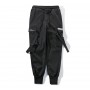 Men Cargo Pants Black Ribbons Block Multi-Pocket Harem Joggers Harajuku Sweatpant Hip Hop Casual Harem Tide Male Trousers