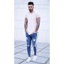 Jeans for Men Long Men's Fashion Spring Hole Ripped Jeans Slim Thin Skinny Pencil Pants Hiphop Trousers