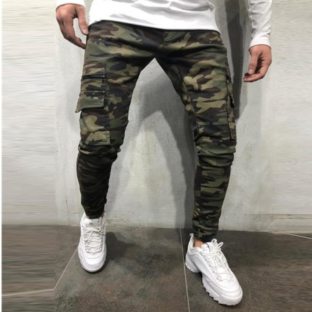 Camouflage Style Men's Jeans Joggers  Cargo Trendy Hip Hop Solid-Colored Pencil Pants Men Fitness Trousers