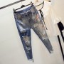 Embroidery Ripped Jeans Women Spring Summer Autumn New Fashion High Waisted Denim Pants